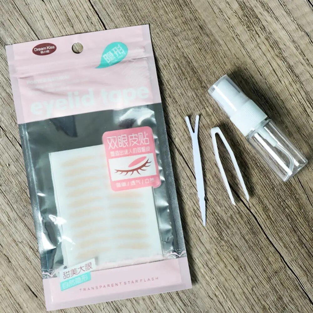 Invisible Eyelid Sticker Set With Water Spray Bottle Transparent Self Adhesive Double Eye Tape Ladies Eye Makeup Cosmetics Tools