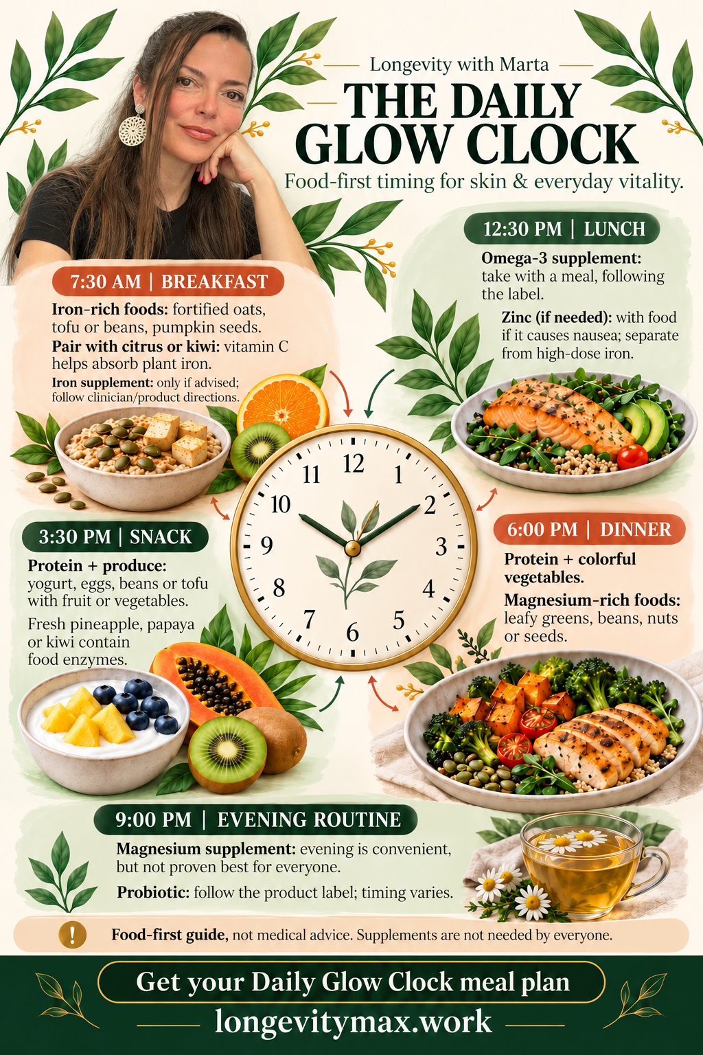 The Daily Glow Clock: Your Food & Supplement Timing Guide (PDF)
